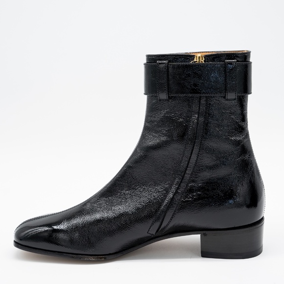 size 8G 8.5 US Gucci Black Patent Leather Buckle Ankle Boots Men Zip Closure main image 10